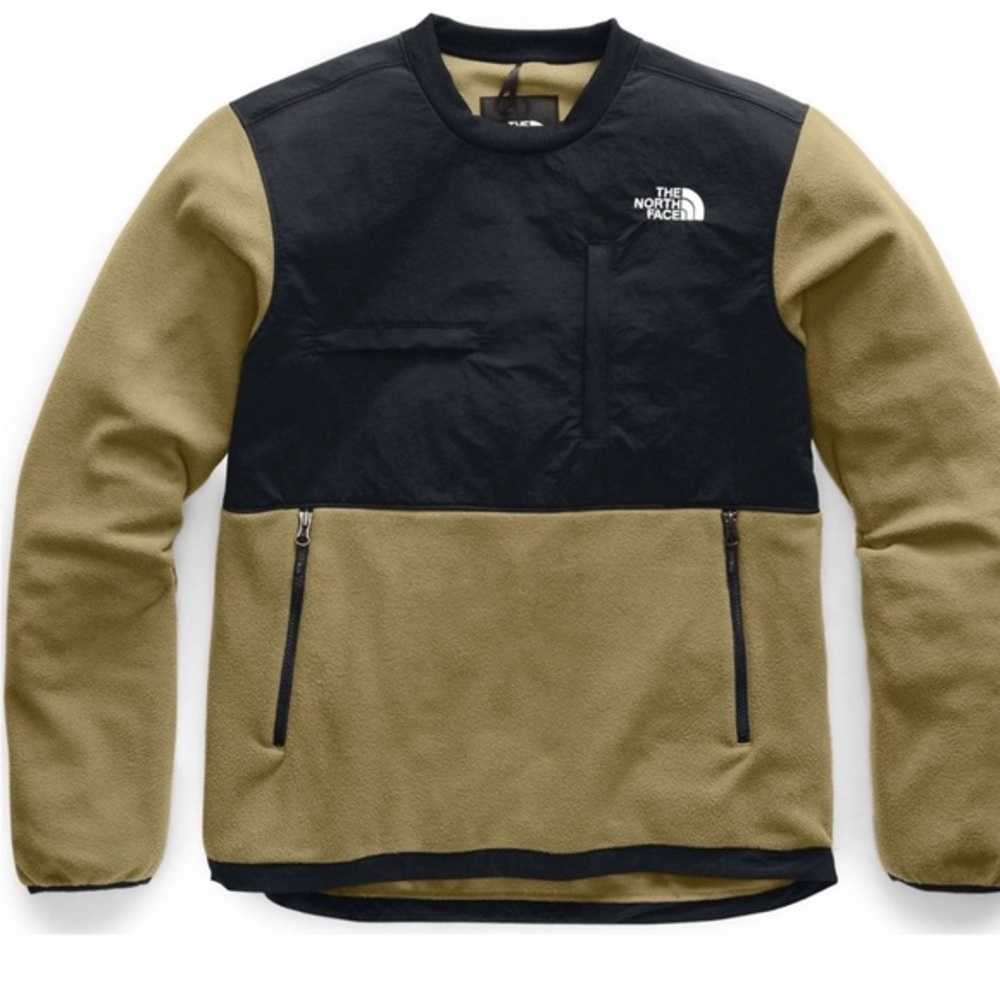 The North Face Denali fleece tan‎ and black crewneck Men’s sz S